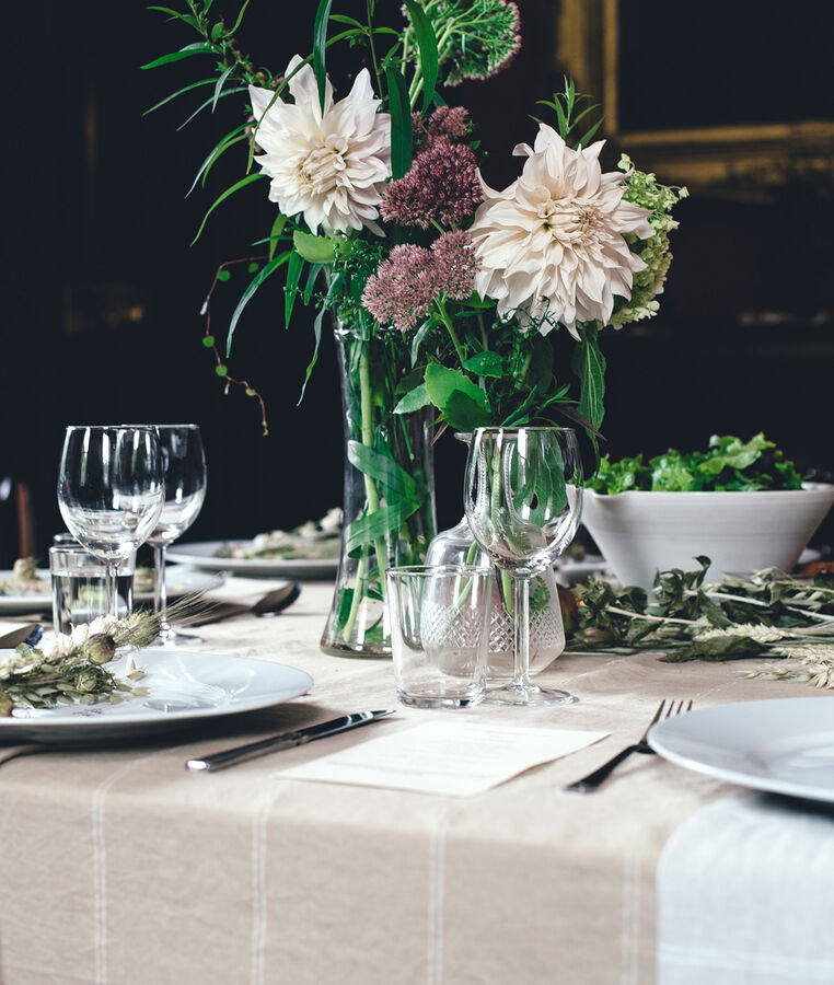 Grand catered function with decorated dining tables
