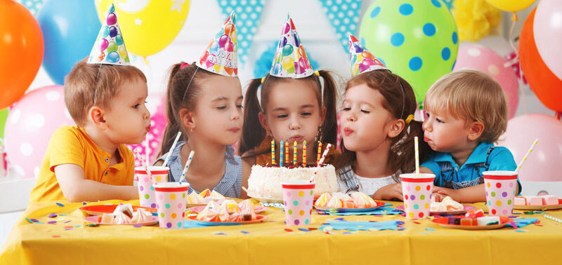Children's birthday party catered with a colourful buffet
