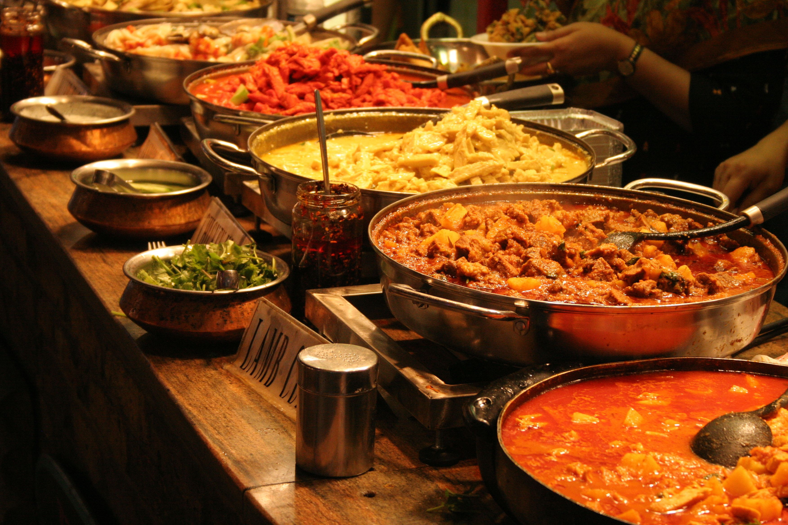 South Indian curries and buffet dishes ready to serve