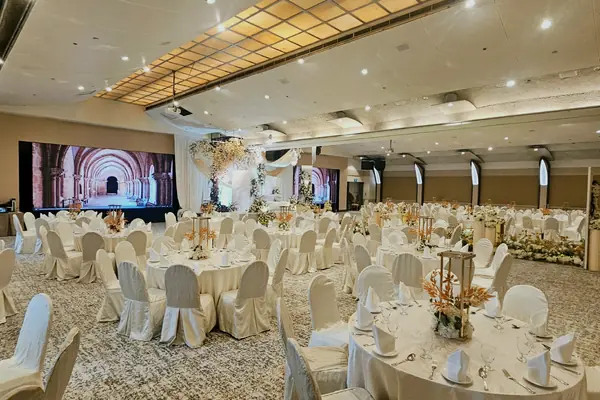 Banquet setup in the Grand Ballroom at Furama City Centre