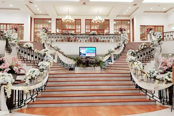 Decorated staircase at the Grand Ballroom, Orchid Country Club