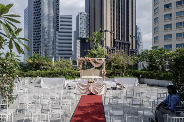 Outdoor ceremony seating at The Landmark Ballroom at Bugis
