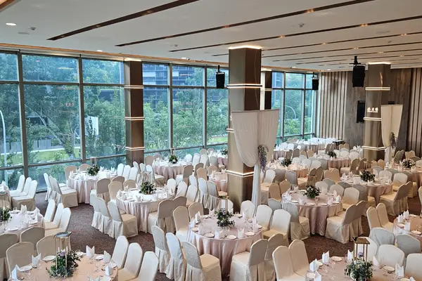 Wide banquet setup in Orchid Ballroom at Chui Huay Lim Club Newton