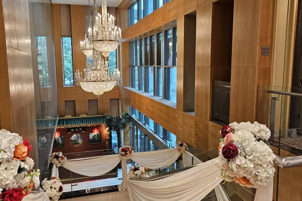 Decorated foyer staircase at Chui Huay Lim Club Newton