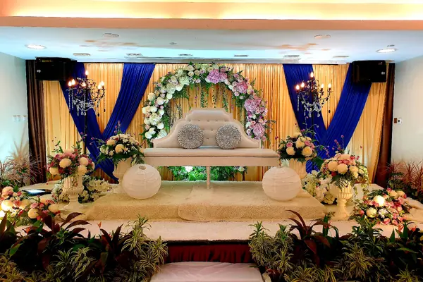 Decorated wedding stage at Sapphire, Orchid Country Club